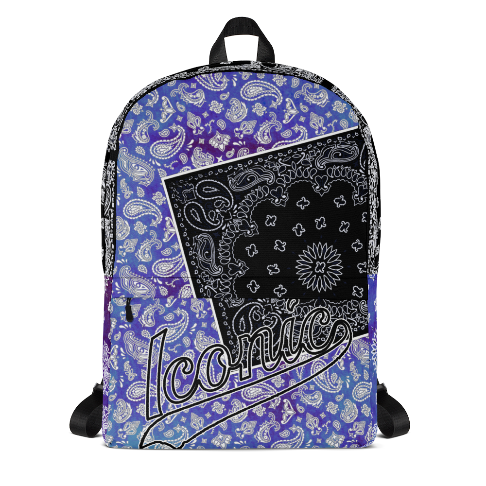 ROYAL ICONIC | Bandana Flag Tie Dye Aquarius Pour Color Block BACKPACK HueMan Gang Acid Wash Ice Dye Royal Blue & Purple Color Cloud