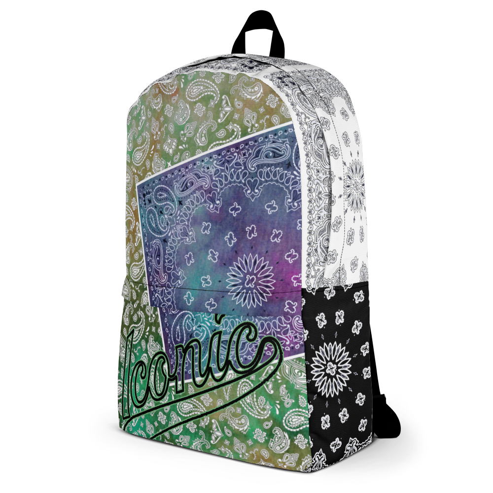 ROYAL ICONIC | Bandana Patchwork BACKPACK Digital Frontier HueMan Gang Tie Dye Mix Purple Green Gurple