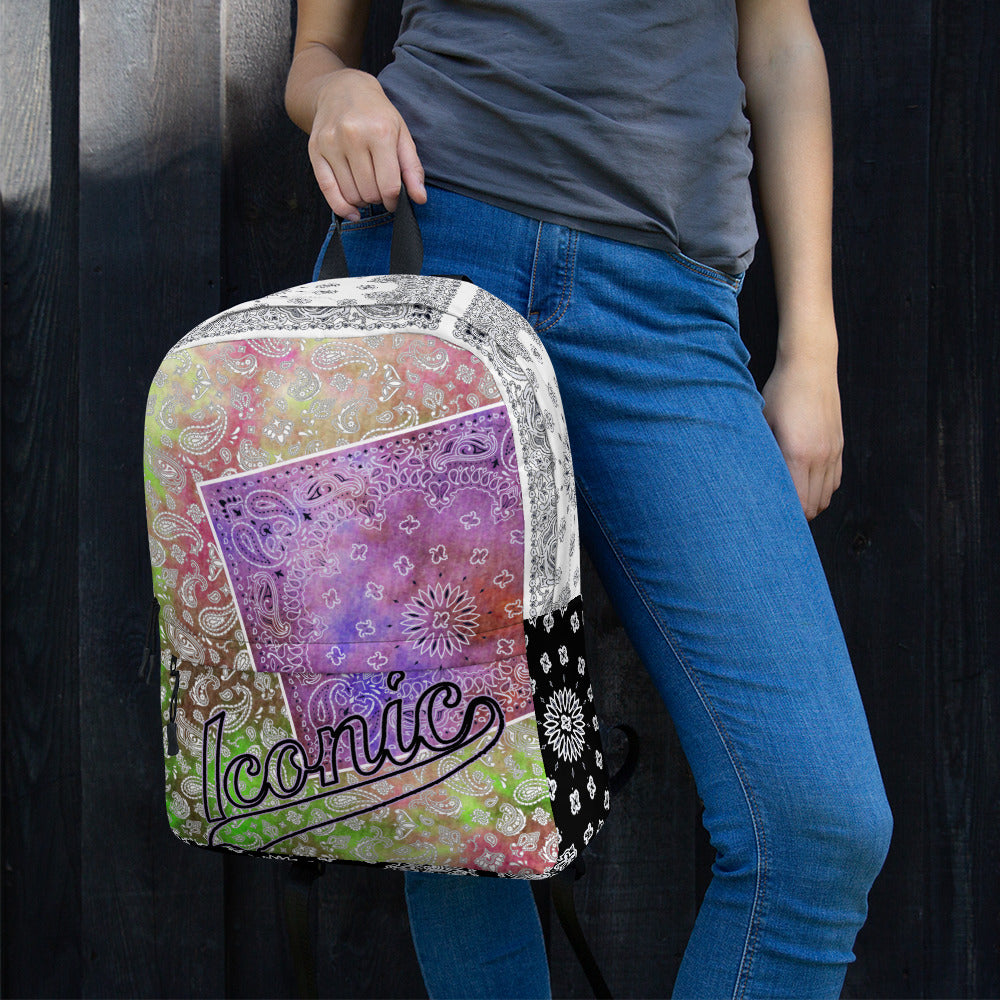 ROYAL ICONIC | Bandana Patchwork BACKPACK Digital Frontier HueMan Gang Tie Dye Mix Cheech Hendrixx Chong Rock Legend HipHop Festival Purple