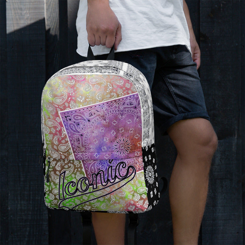 ROYAL ICONIC | Bandana Patchwork BACKPACK Digital Frontier HueMan Gang Tie Dye Mix Cheech Hendrixx Chong Rock Legend HipHop Festival Purple