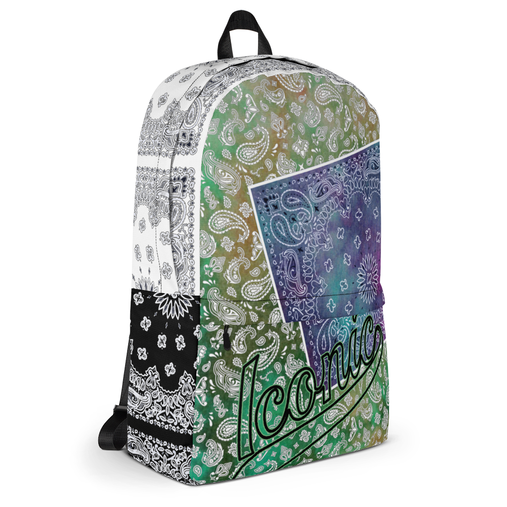 ROYAL ICONIC | Bandana Patchwork BACKPACK Digital Frontier HueMan Gang Tie Dye Mix Purple Green Gurple