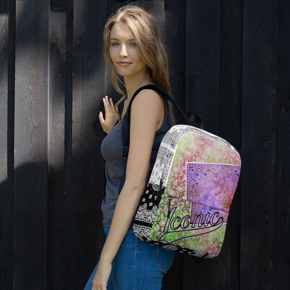 ROYAL ICONIC | Bandana Patchwork BACKPACK Digital Frontier HueMan Gang Tie Dye Mix Cheech Hendrixx Chong Rock Legend HipHop Festival Purple