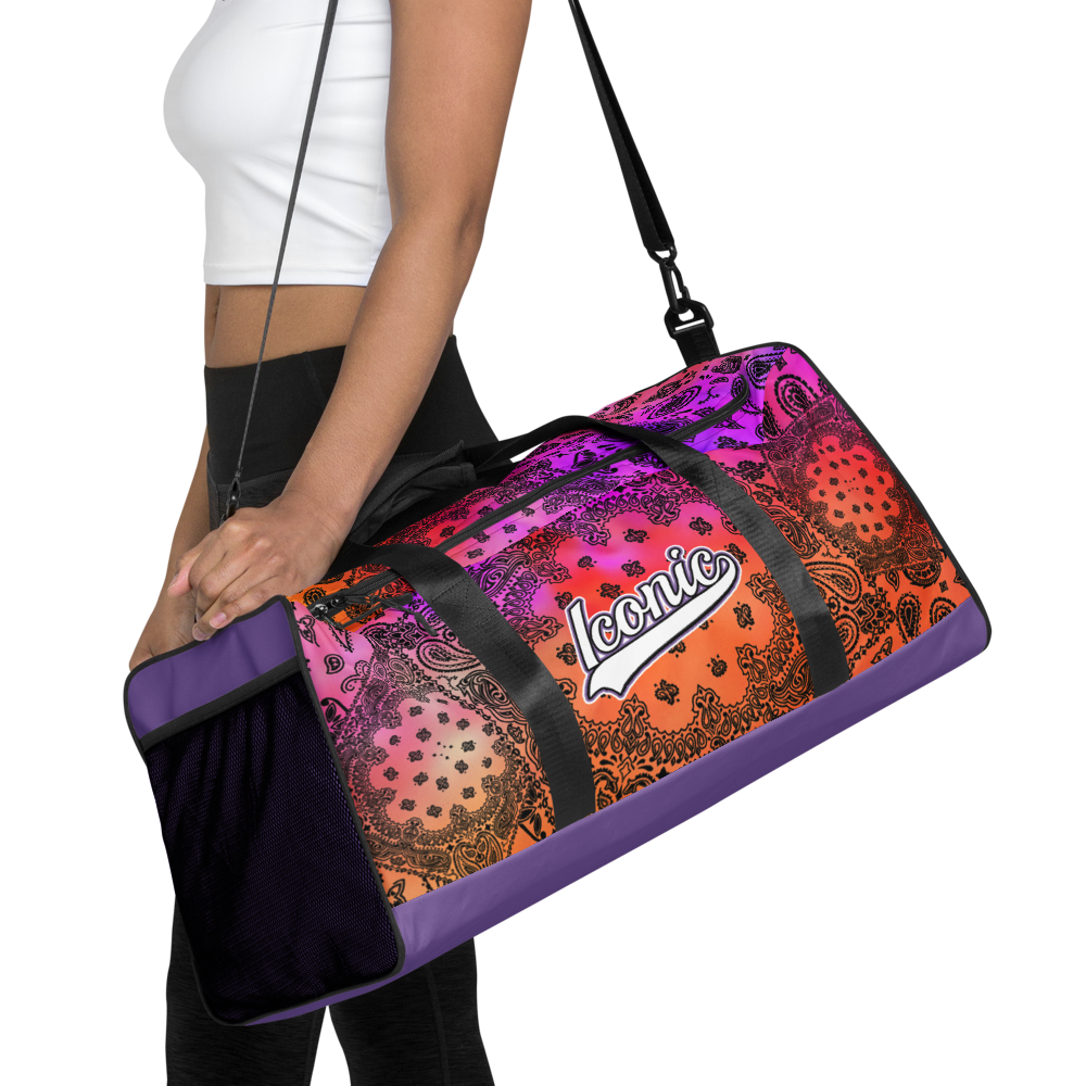 ROYAL ICONIC | OG Candy Bandana Tie Dye Paisley Cloud Dye Skate Bag Gang Gang Duffel Bag Sunset Tan Sands Retro Baseball Logo