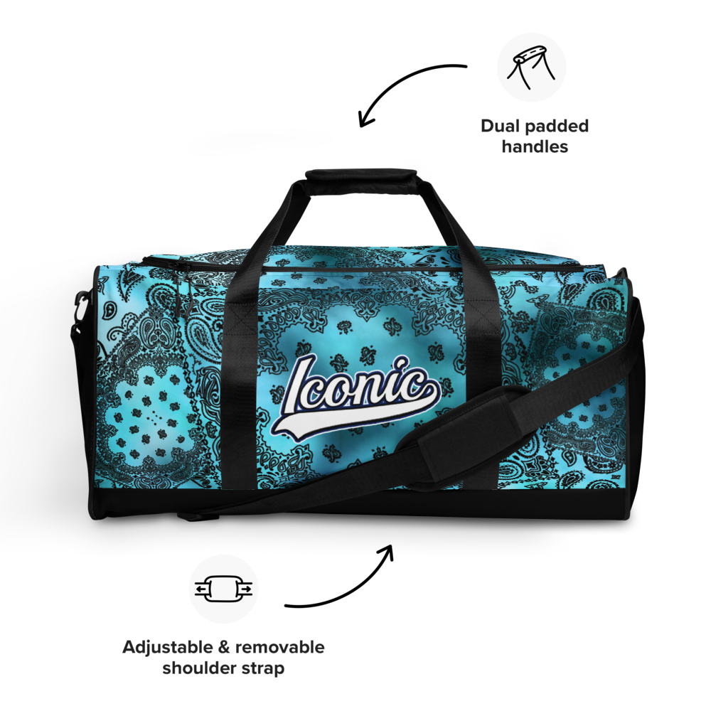 ROYAL ICONIC | OG Candy Bandana Tie Dye Paisley Cloud Dye Skate Bag Gang Gang Duffel Bag Sky Baby Blue Retro Baseball Logo