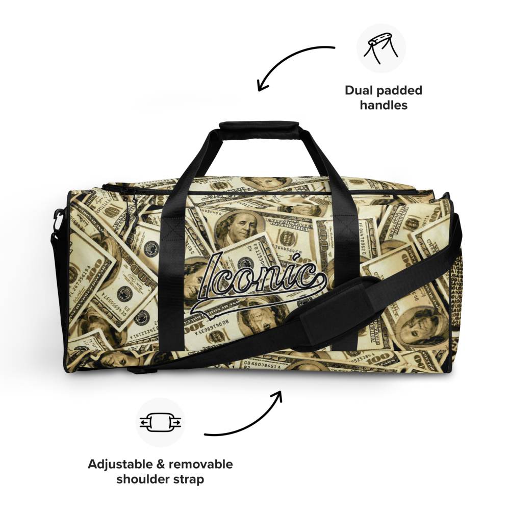 ROYAL ICONIC | The 100 Dollar Duffel Bag Nu Money Iconic MM's Workout Gym Bag GTA Guap Im in my Bag Secure the Bag Pink Money Bag | Classic Cash Bag Variant