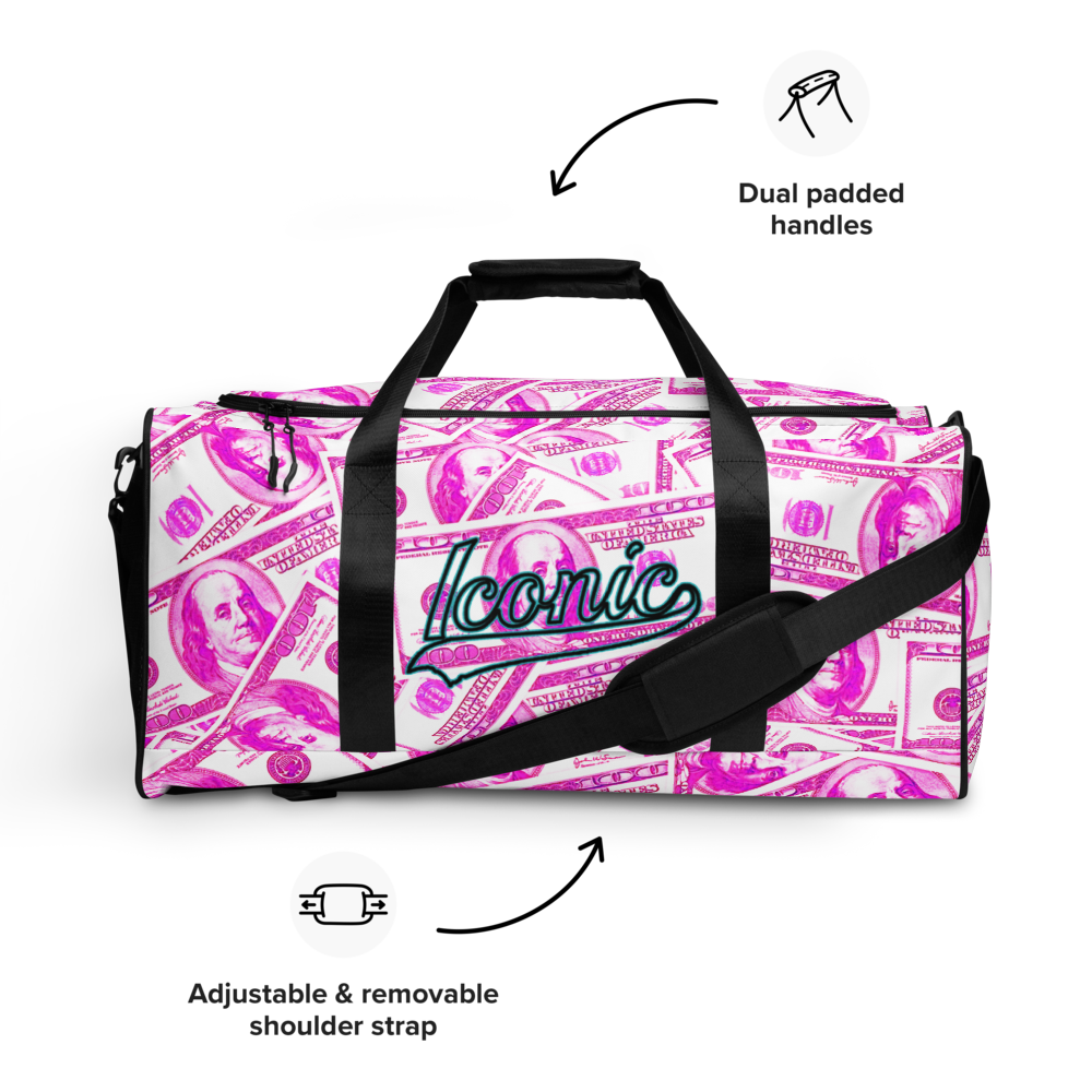 ROYAL ICONIC | The 100 Dollar Duffel Bag Nu Money Iconic MM's Workout Gym Bag GTA Guap Im in my Bag Secure the Bag Pink Money Bag | Classic Cash Bag Variant