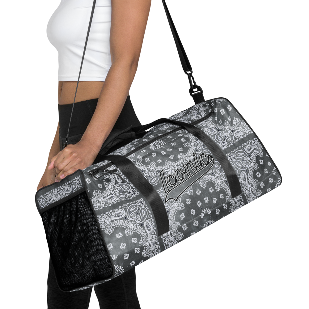 ROYAL ICONIC | Bandana Flag Tie Dye Duffle Bag Dope Azz Gray Wash DUFFEL Bag HueMan Gang Workout Gym Bag Duffle Bag Acid Wash Grey
