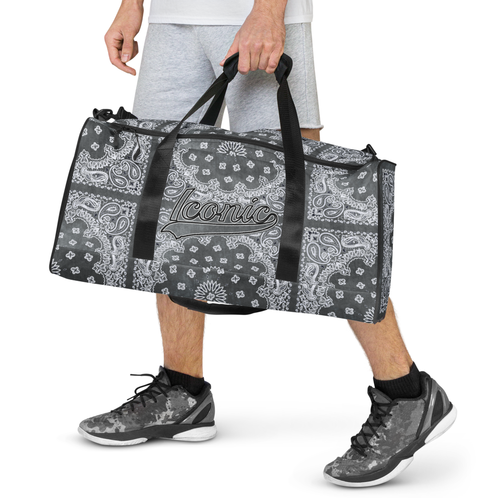 ROYAL ICONIC | Bandana Flag Tie Dye Duffle Bag Dope Azz Gray Wash DUFFEL Bag HueMan Gang Workout Gym Bag Duffle Bag Acid Wash Grey