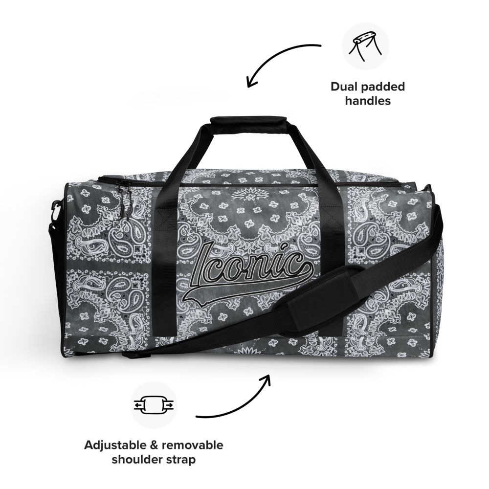 ROYAL ICONIC | Bandana Flag Tie Dye Duffle Bag Dope Azz Gray Wash DUFFEL Bag HueMan Gang Workout Gym Bag Duffle Bag Acid Wash Grey