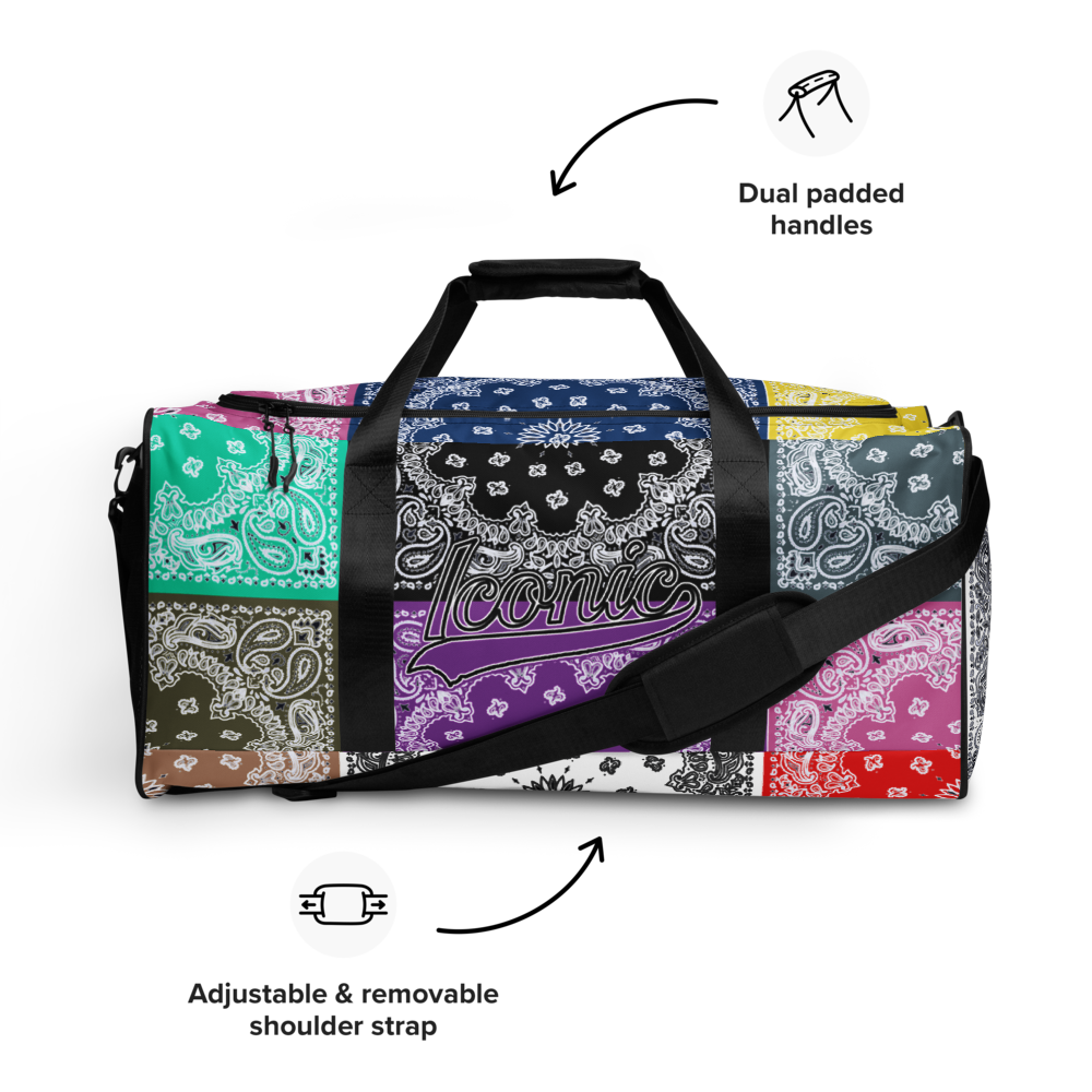 ROYAL ICONIC | Bandana Flag Duffle Bag Color Block Carousel Dope Azz DUFFEL Bag HueMan Gang Workout Gym Bag Carousel 1 Lite