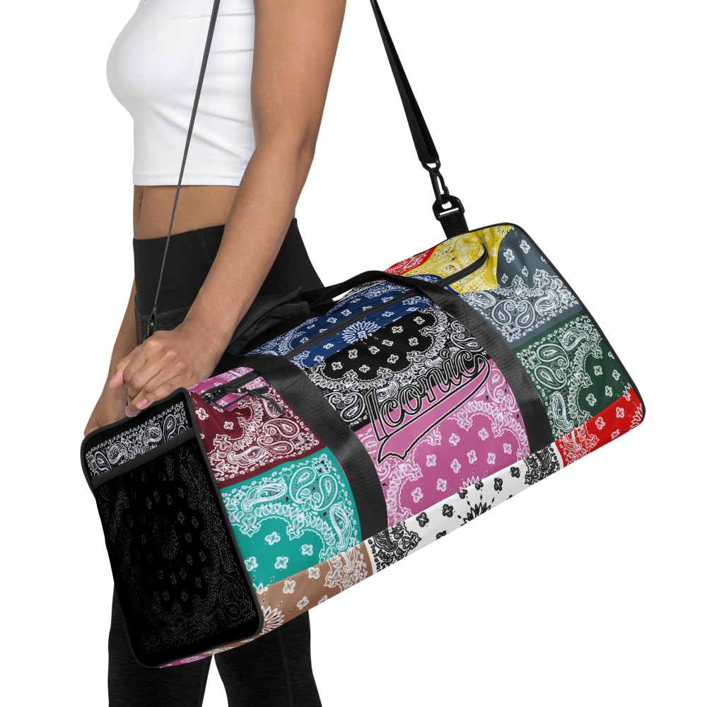 ROYAL ICONIC | Bandana Flag Duffle Bag Color Block Carousel Dope Azz DUFFEL Bag HueMan Gang Workout Gym Bag Carousel 2 Autumn Vibez
