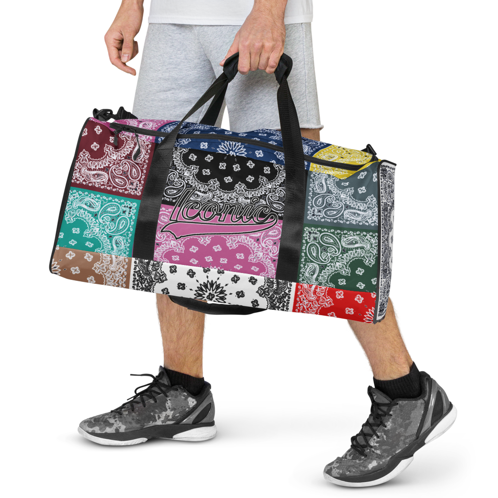 ROYAL ICONIC | Bandana Flag Duffle Bag Color Block Carousel Dope Azz DUFFEL Bag HueMan Gang Workout Gym Bag Carousel 2 Autumn Vibez