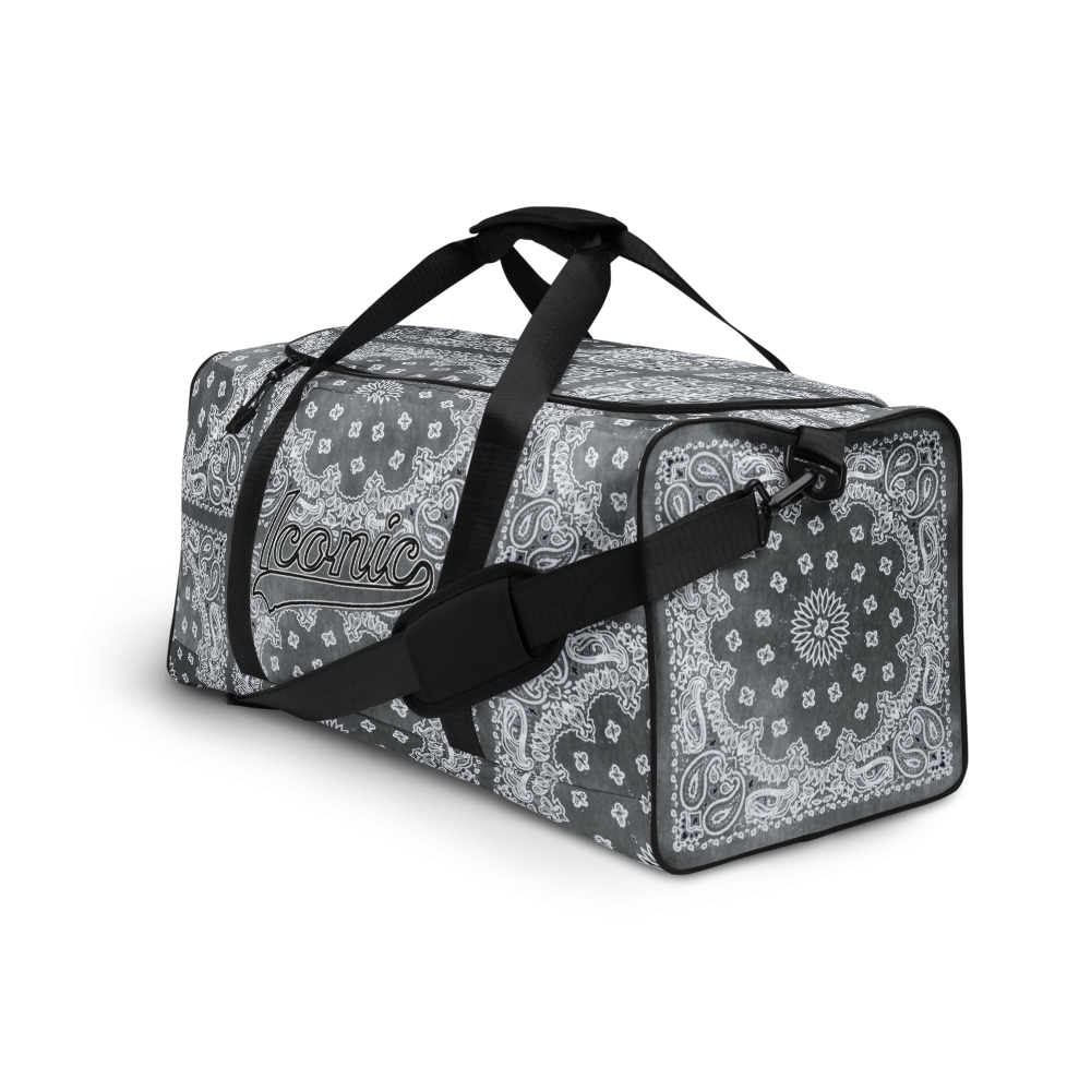 ROYAL ICONIC | Bandana Flag Tie Dye Duffle Bag Dope Azz Gray Wash DUFFEL Bag HueMan Gang Workout Gym Bag Duffle Bag Acid Wash Grey