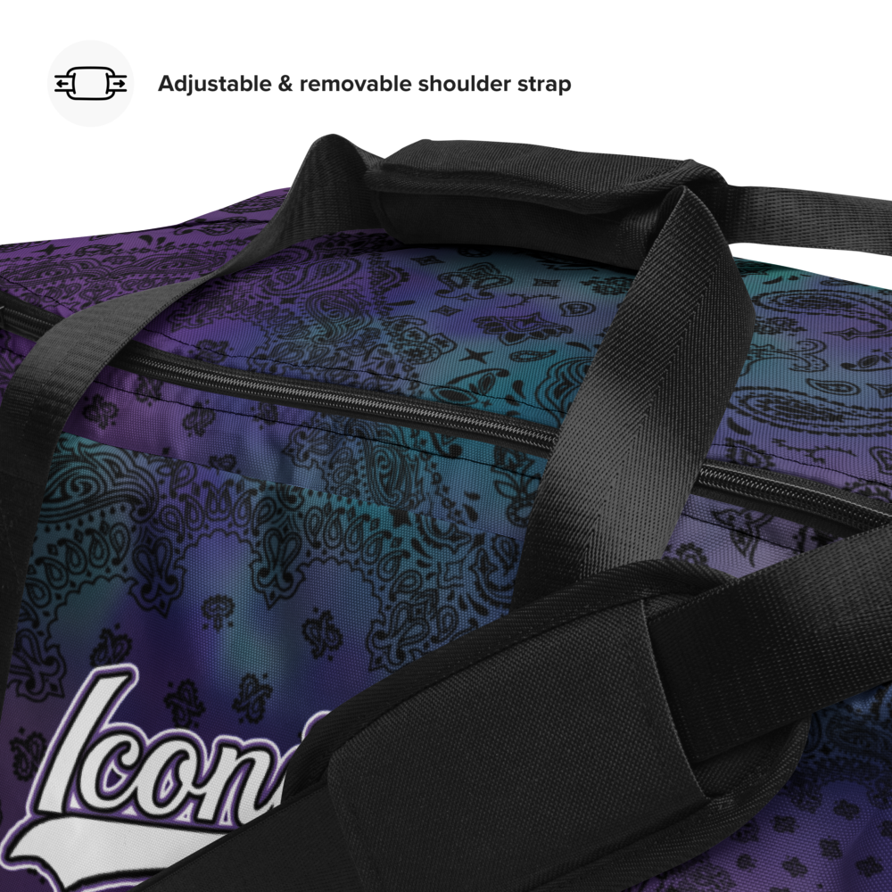 ROYAL ICONIC | OG Candy Bandana Tie Dye Paisley Cloud Dye Skate Bag Gang Gang Duffel Bag Purple Hendrixx Retro Baseball Logo