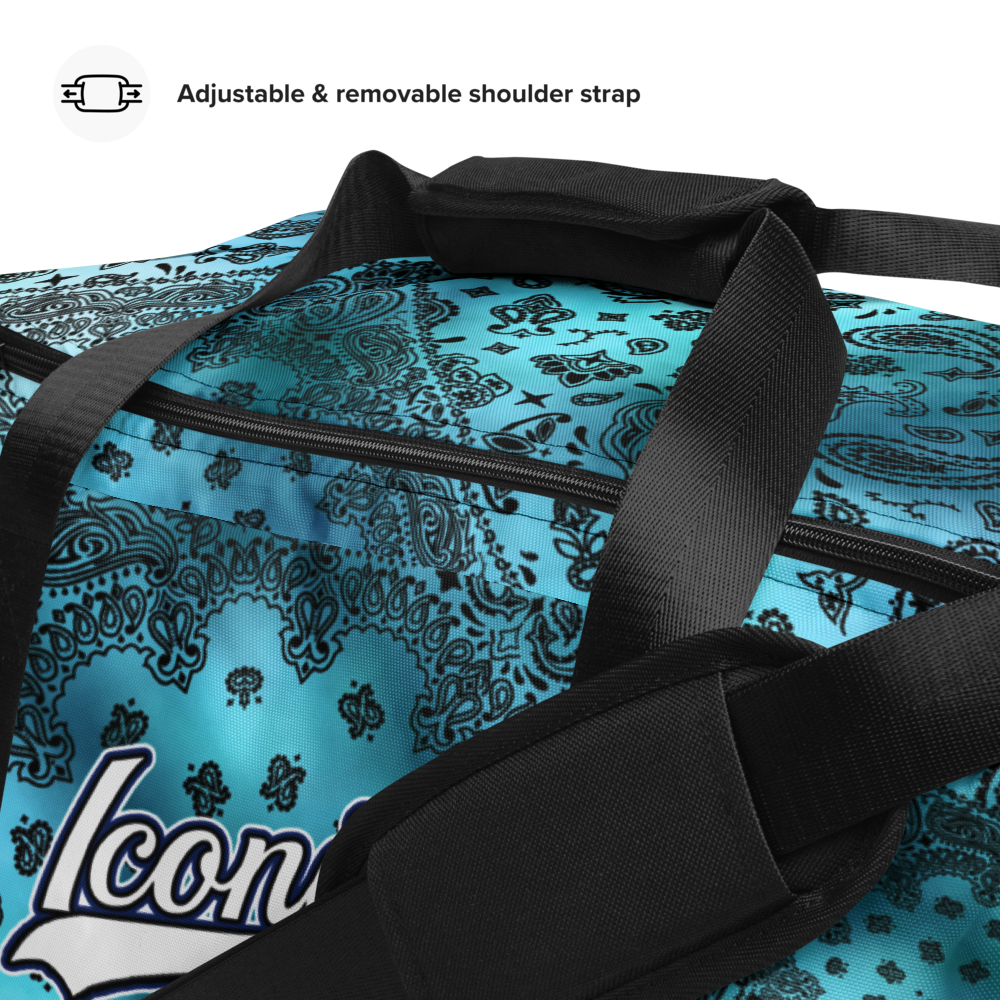 ROYAL ICONIC | OG Candy Bandana Tie Dye Paisley Cloud Dye Skate Bag Gang Gang Duffel Bag Sky Baby Blue Retro Baseball Logo