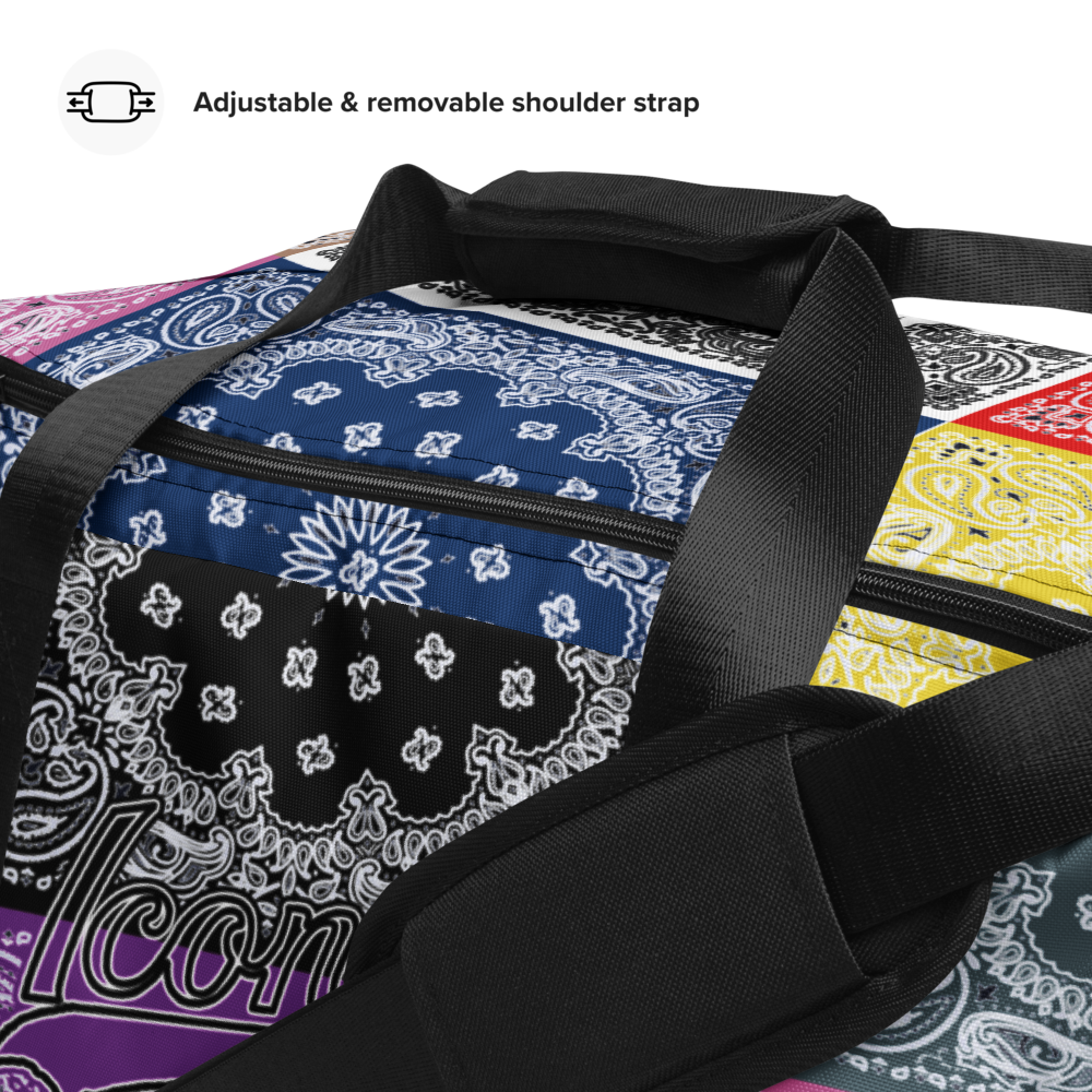 ROYAL ICONIC | Bandana Flag Duffle Bag Color Block Carousel Dope Azz DUFFEL Bag HueMan Gang Workout Gym Bag Carousel 1 Lite