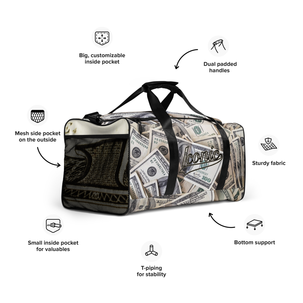 ROYAL ICONIC | The 100 Dollar Duffel Bag Nu Money Iconic MM's Workout Gym Bag GTA Guap Secure the Bag | Clean Crisp Bills