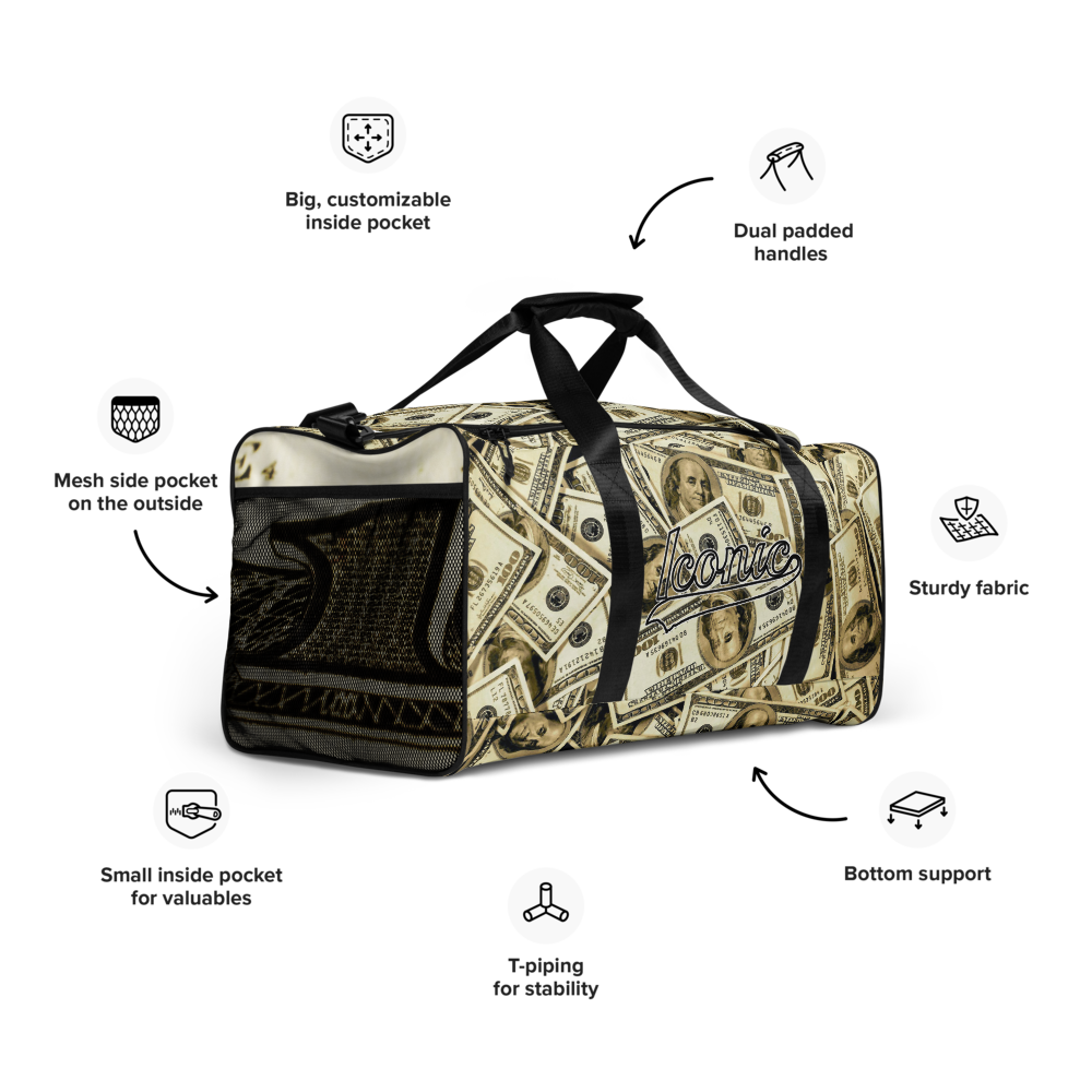 ROYAL ICONIC | The 100 Dollar Duffel Bag Nu Money Iconic MM's Workout Gym Bag GTA Guap Im in my Bag Secure the Bag Pink Money Bag | Classic Cash Bag Variant