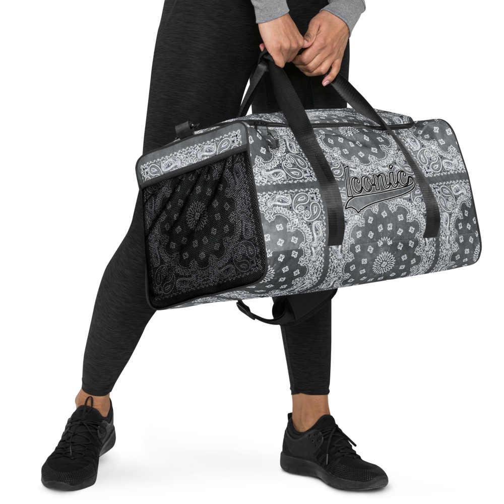 ROYAL ICONIC | Bandana Flag Tie Dye Duffle Bag Dope Azz Gray Wash DUFFEL Bag HueMan Gang Workout Gym Bag Duffle Bag Acid Wash Grey