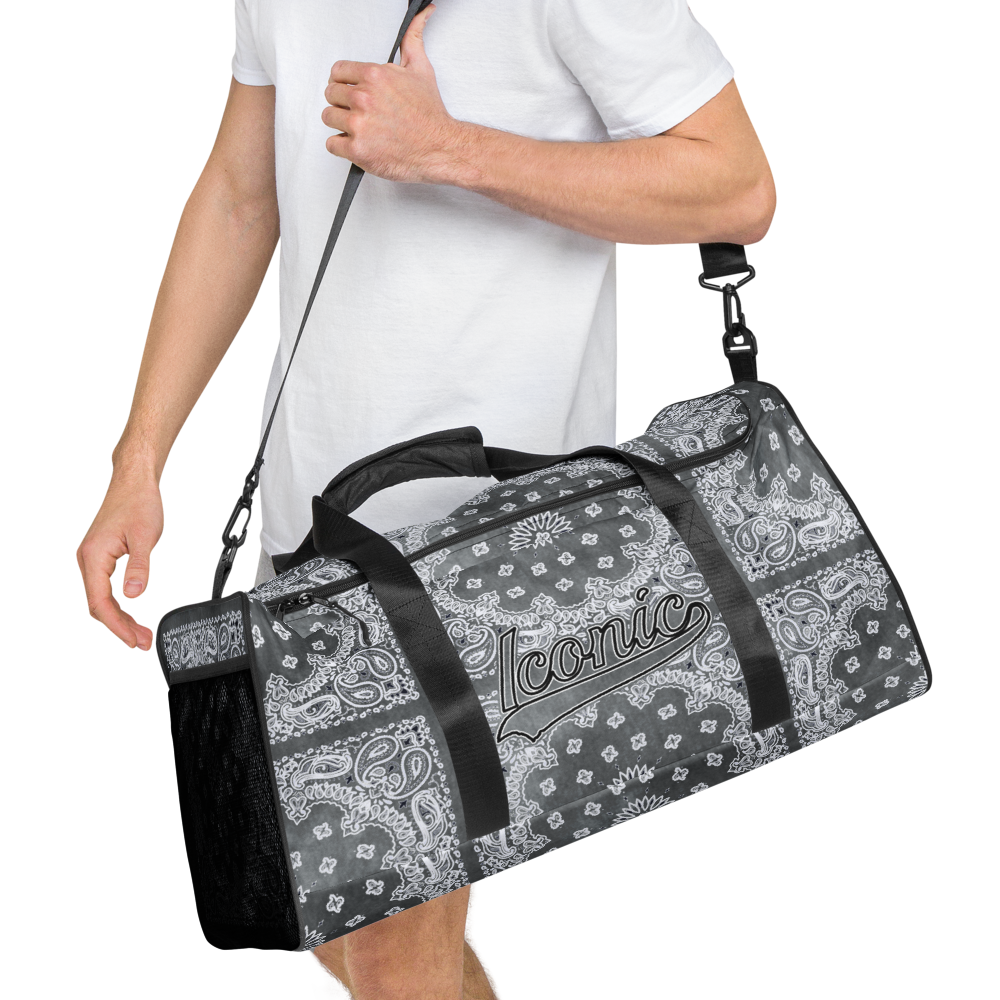 ROYAL ICONIC | Bandana Flag Tie Dye Duffle Bag Dope Azz Gray Wash DUFFEL Bag HueMan Gang Workout Gym Bag Duffle Bag Acid Wash Grey