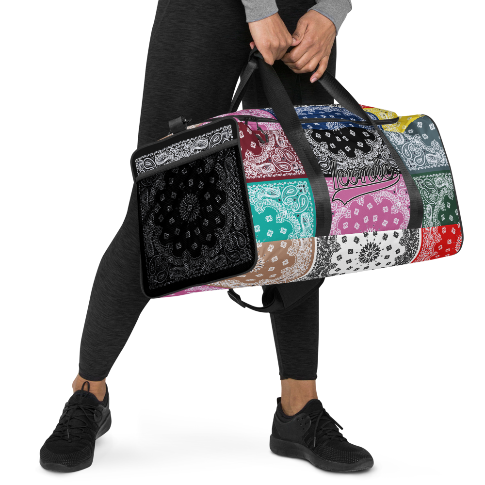 ROYAL ICONIC | Bandana Flag Duffle Bag Color Block Carousel Dope Azz DUFFEL Bag HueMan Gang Workout Gym Bag Carousel 2 Autumn Vibez