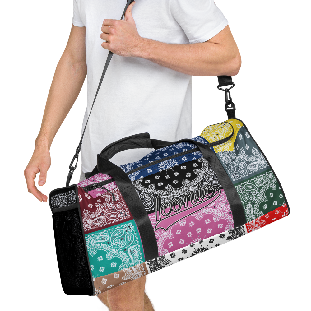 ROYAL ICONIC | Bandana Flag Duffle Bag Color Block Carousel Dope Azz DUFFEL Bag HueMan Gang Workout Gym Bag Carousel 2 Autumn Vibez