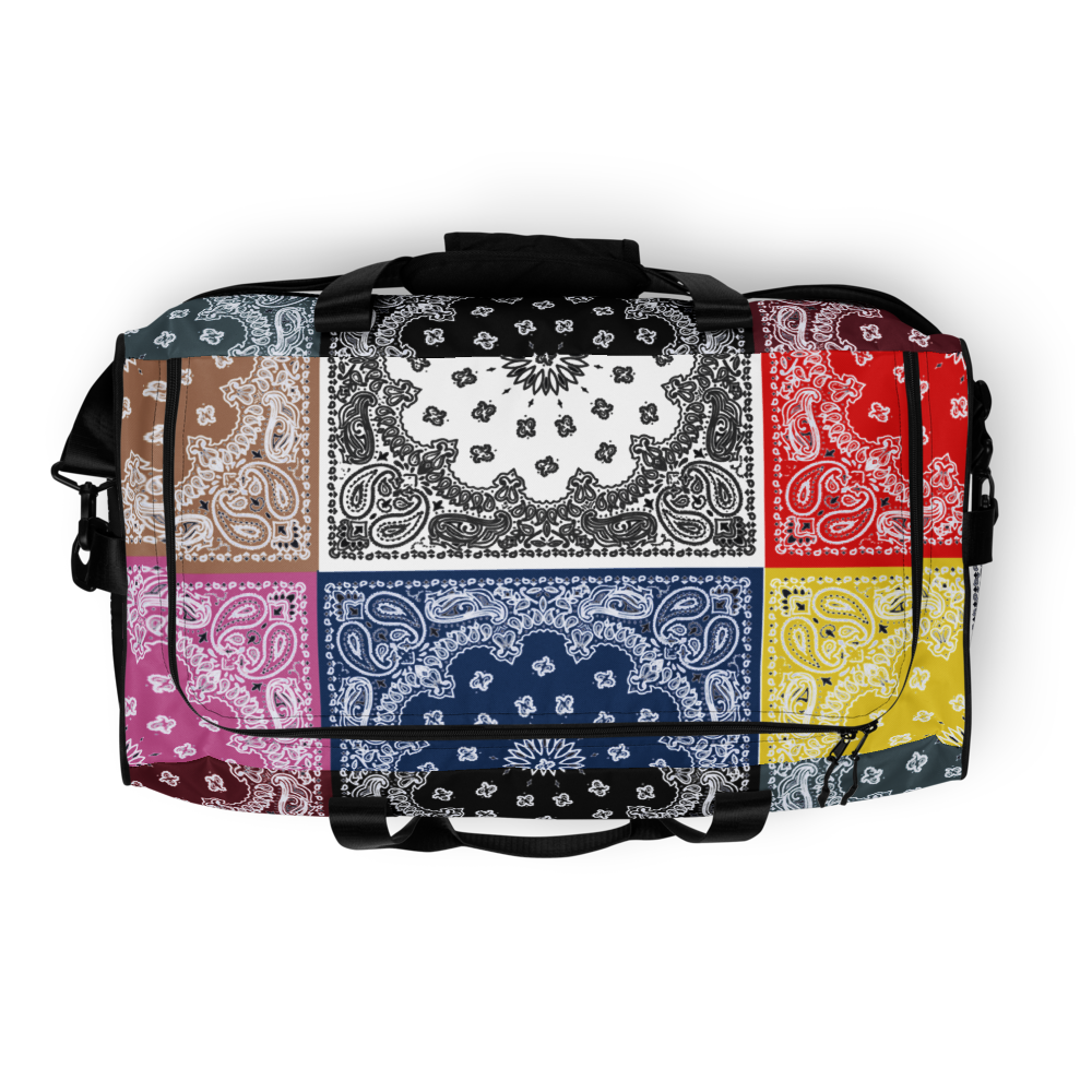 ROYAL ICONIC | Bandana Flag Duffle Bag Color Block Carousel Dope Azz DUFFEL Bag HueMan Gang Workout Gym Bag Carousel 2 Autumn Vibez