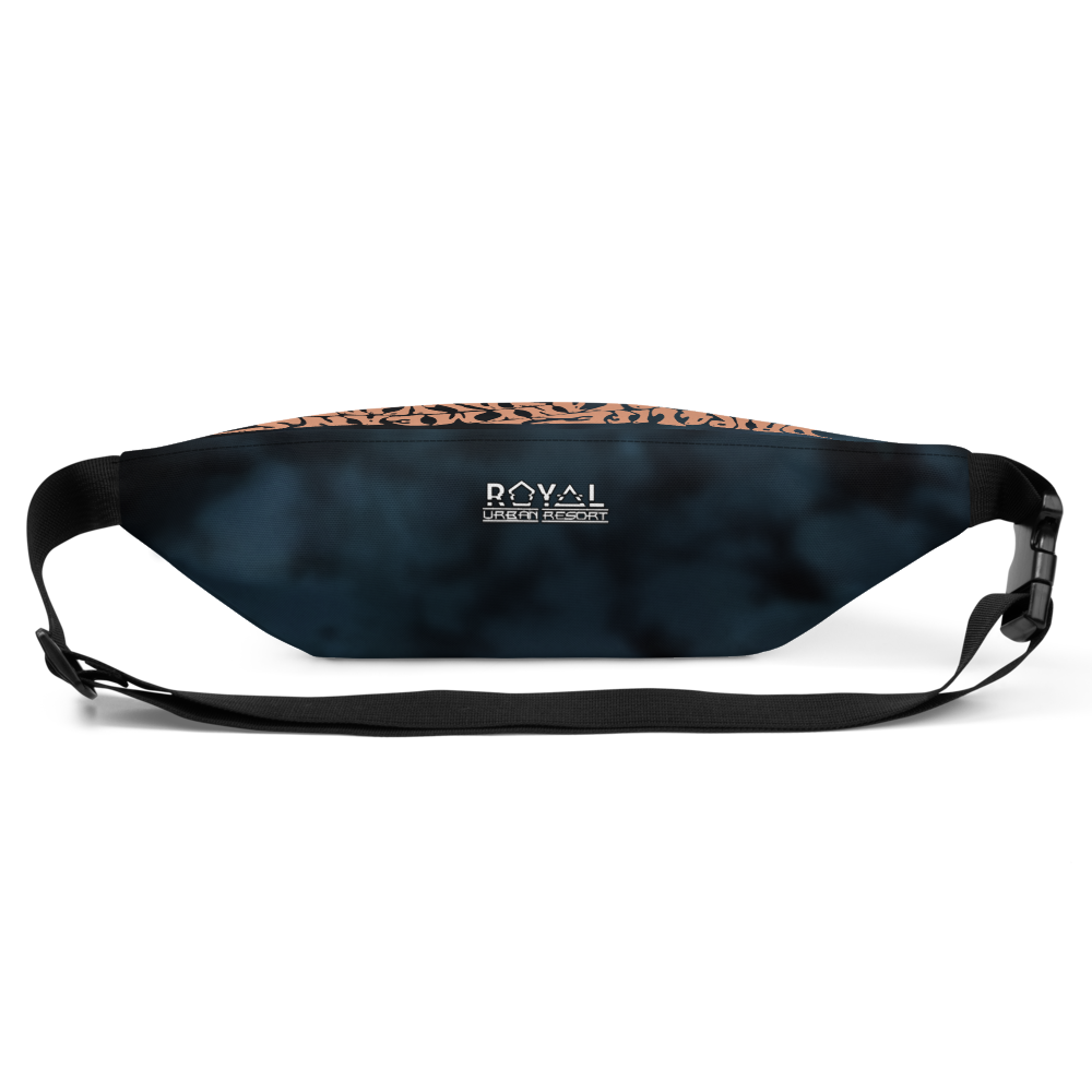 CRXWN | Royal Urban Resort | Trippy Drippy Bleach Acid Wash with Malibu Stripe Fanny Pack UNISEX Crossbody 2 Sizes 700 Sun Velvet Blue