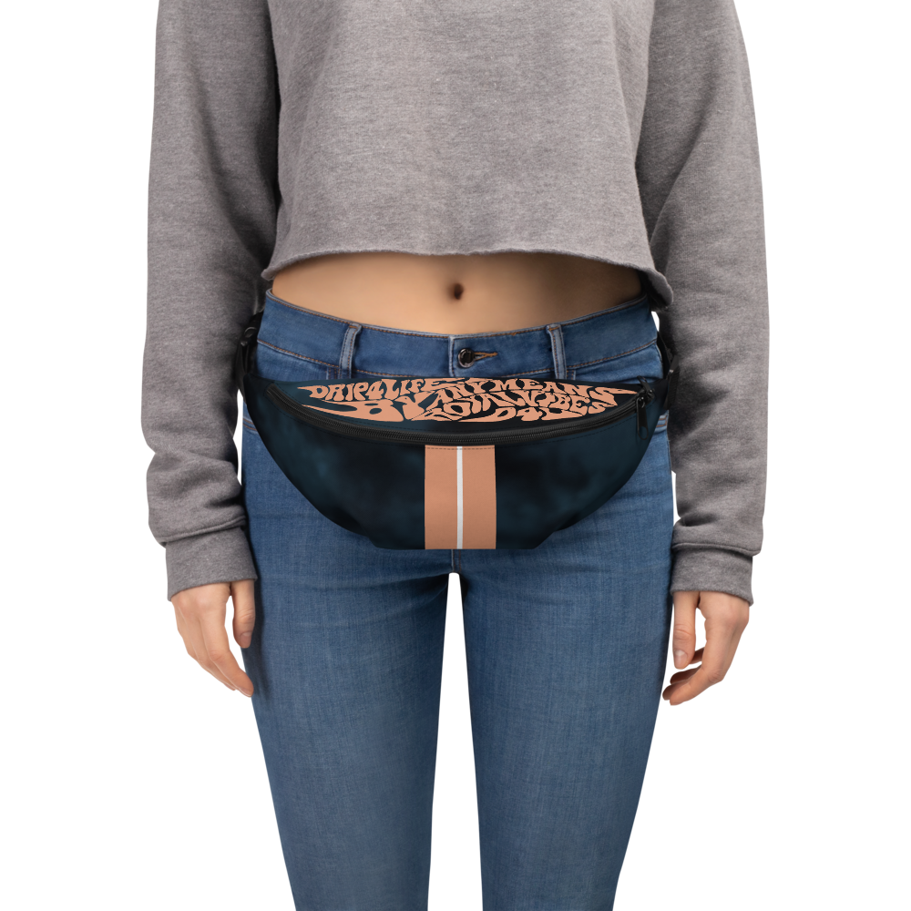 CRXWN | Royal Urban Resort | Trippy Drippy Bleach Acid Wash with Malibu Stripe Fanny Pack UNISEX Crossbody 2 Sizes 700 Sun Velvet Blue