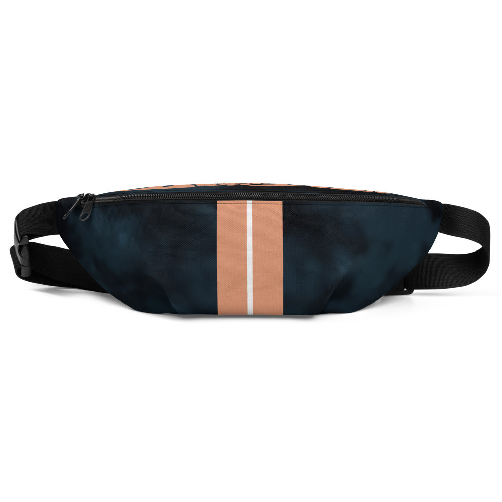 CRXWN | Royal Urban Resort | Trippy Drippy Bleach Acid Wash with Malibu Stripe Fanny Pack UNISEX Crossbody 2 Sizes 700 Sun Velvet Blue