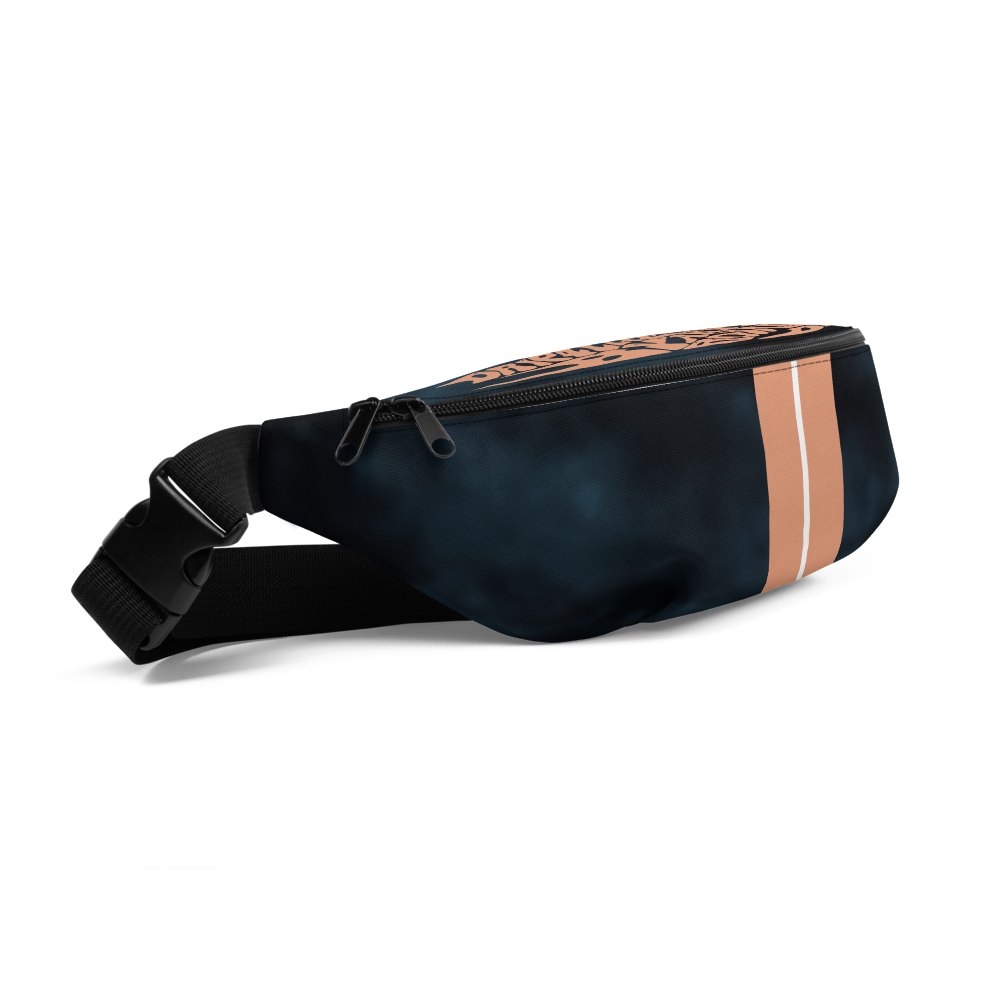 CRXWN | Royal Urban Resort | Trippy Drippy Bleach Acid Wash with Malibu Stripe Fanny Pack UNISEX Crossbody 2 Sizes 700 Sun Velvet Blue