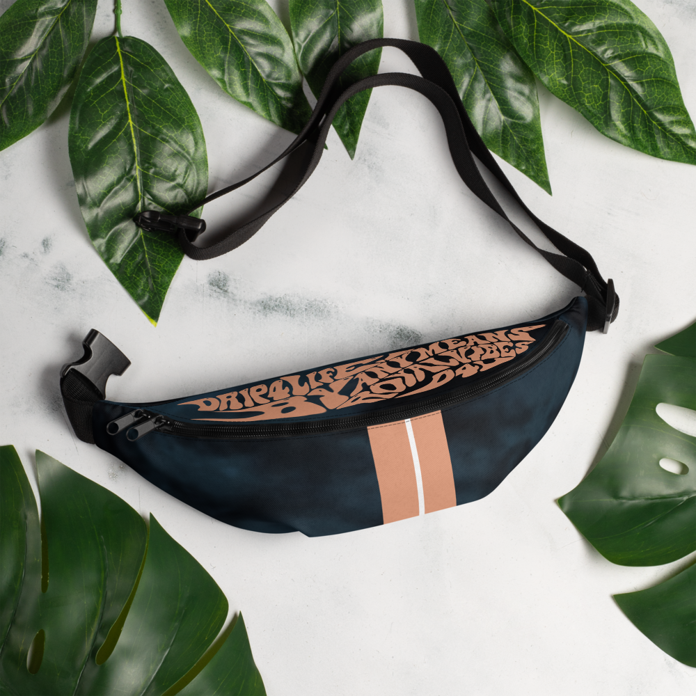 CRXWN | Royal Urban Resort | Trippy Drippy Bleach Acid Wash with Malibu Stripe Fanny Pack UNISEX Crossbody 2 Sizes 700 Sun Velvet Blue