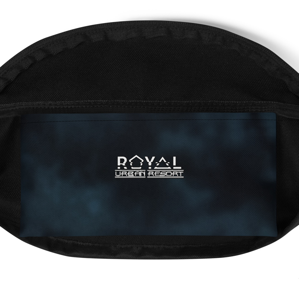 CRXWN | Royal Urban Resort | Trippy Drippy Bleach Acid Wash with Malibu Stripe Fanny Pack UNISEX Crossbody 2 Sizes 700 Sun Velvet Blue