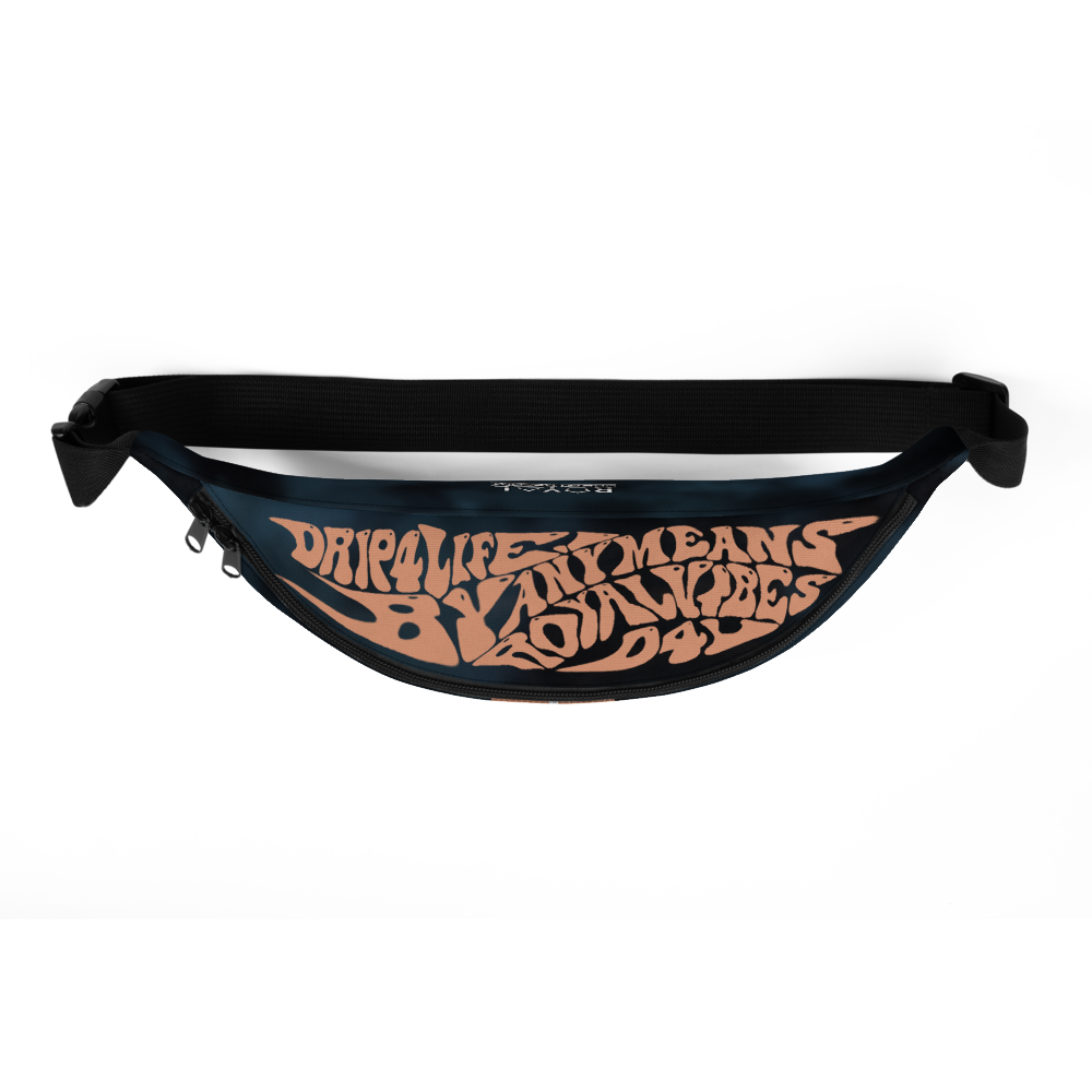 CRXWN | Royal Urban Resort | Trippy Drippy Bleach Acid Wash with Malibu Stripe Fanny Pack UNISEX Crossbody 2 Sizes 700 Sun Velvet Blue