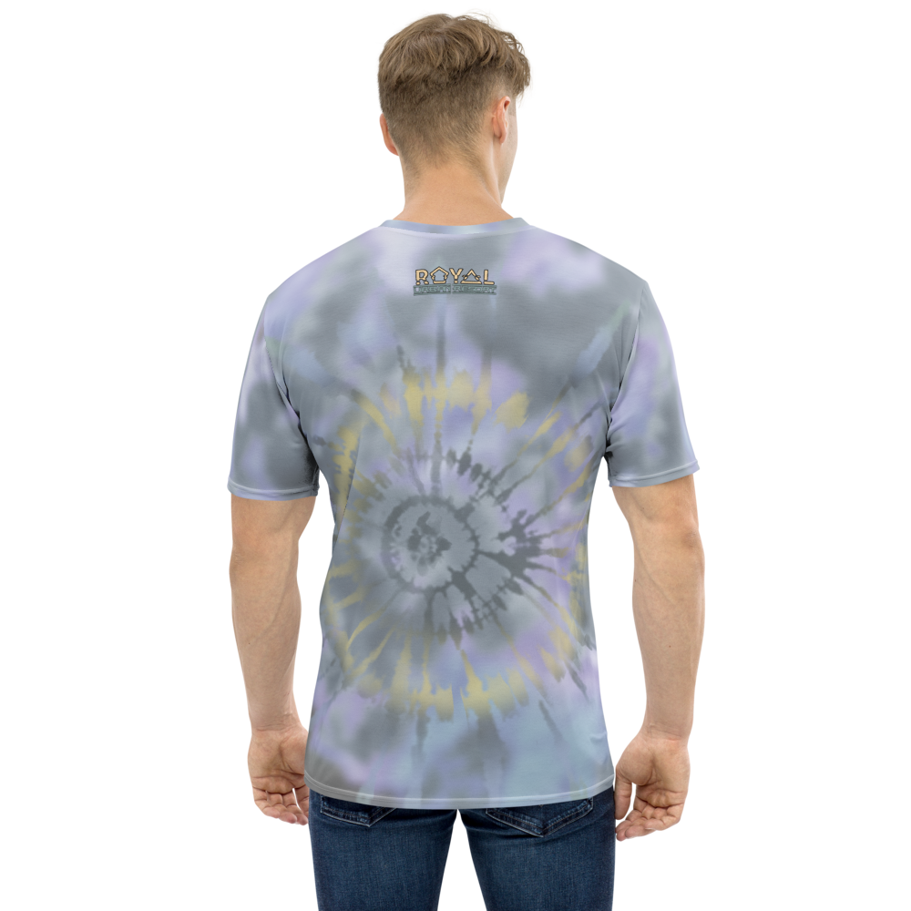 CRXWN | Royal Urban Resort | Trippy Drippy D4L By Any Means Bleach Acid Wash Unisex Jersey Tee Golden Wave Ash Blue Sunburst Tie Dye