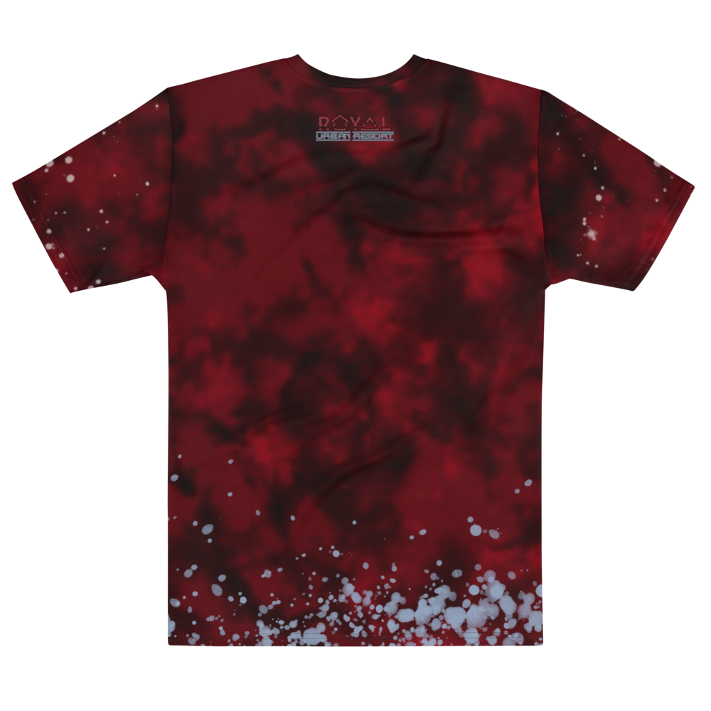 CRXWN | Royal Urban Resort | Trippy Drippy D4L By Any Means Bleach Acid Wash Unisex Jersey Tee Golden Wave Carmine Red Splatter Tie Dye