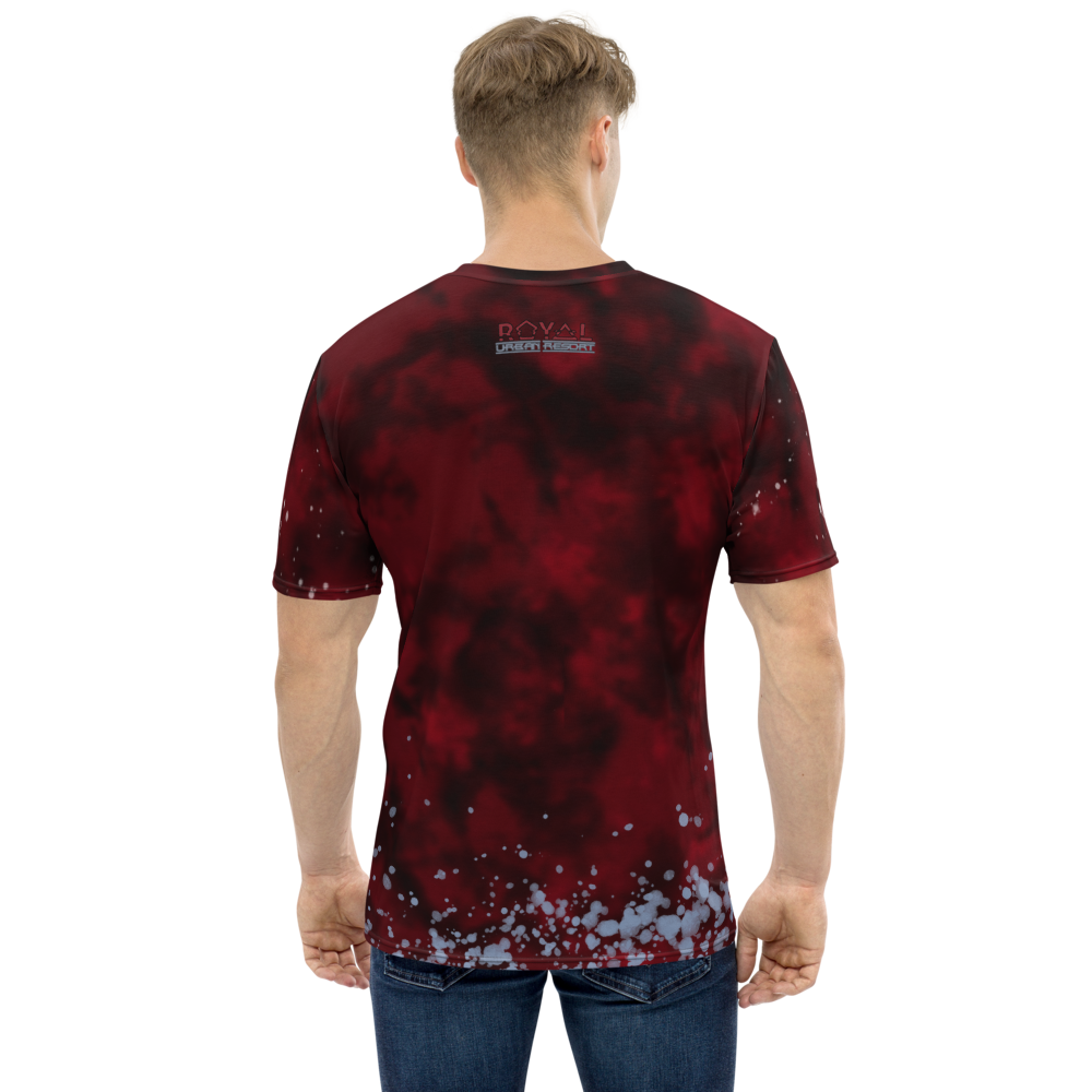CRXWN | Royal Urban Resort | Trippy Drippy D4L By Any Means Bleach Acid Wash Unisex Jersey Tee Golden Wave Carmine Red Splatter Tie Dye