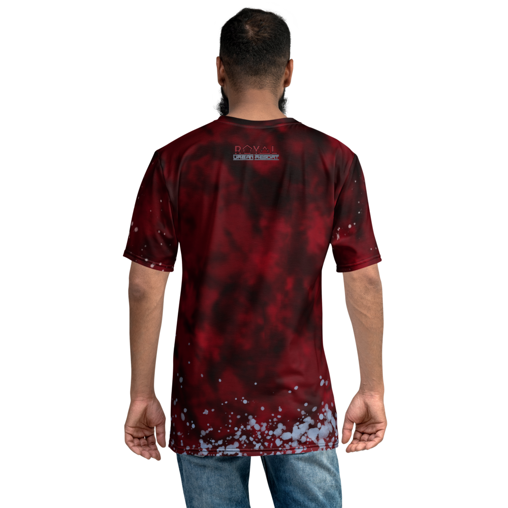 CRXWN | Royal Urban Resort | Trippy Drippy D4L By Any Means Bleach Acid Wash Unisex Jersey Tee Golden Wave Carmine Red Splatter Tie Dye