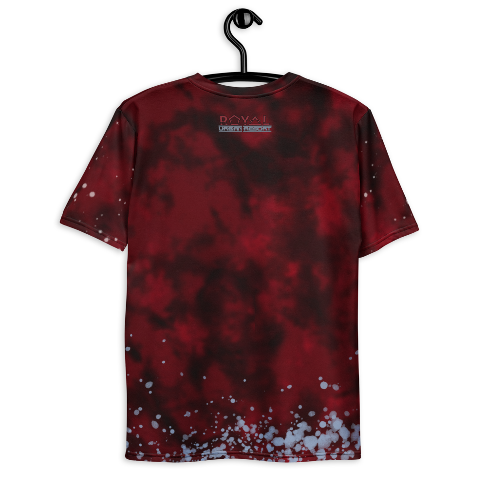 CRXWN | Royal Urban Resort | Trippy Drippy D4L By Any Means Bleach Acid Wash Unisex Jersey Tee Golden Wave Carmine Red Splatter Tie Dye