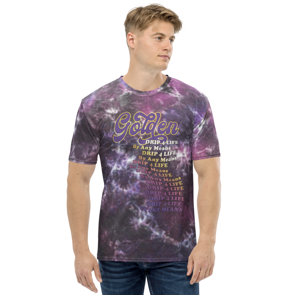 CRXWN | Royal Urban Resort | Trippy Drippy D4L By Any Means Bleach Acid Wash Unisex Jersey Tee Golden Wave CMFT PSG Purple Acid Wash