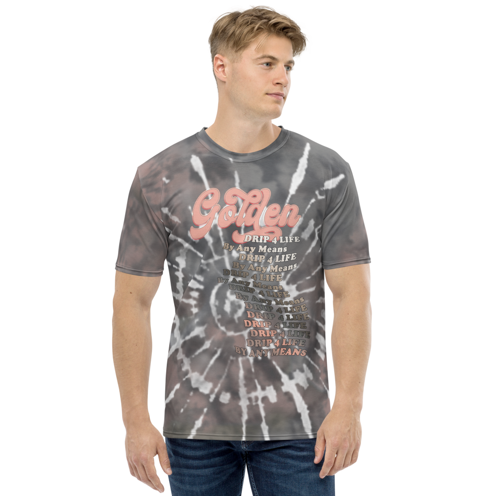 CRXWN | Royal Urban Resort | Trippy Drippy D4L By Any Means Bleach Acid Wash Unisex Jersey Tee Golden Wave Ash Stone Cracked Tie Dye