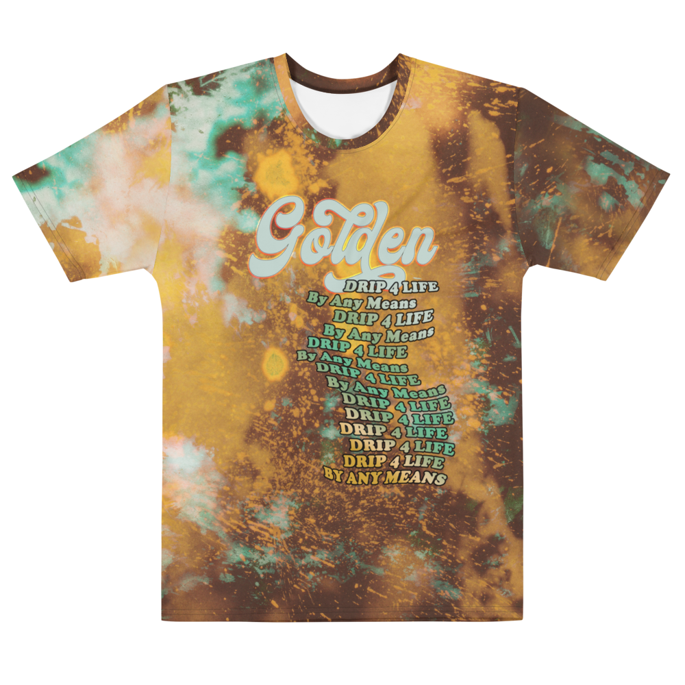 CRXWN | Royal Urban Resort | Trippy Drippy D4L By Any Means Bleach Acid Wash Unisex Jersey Tee Golden Wave Seafoam Teal Bleach Dye