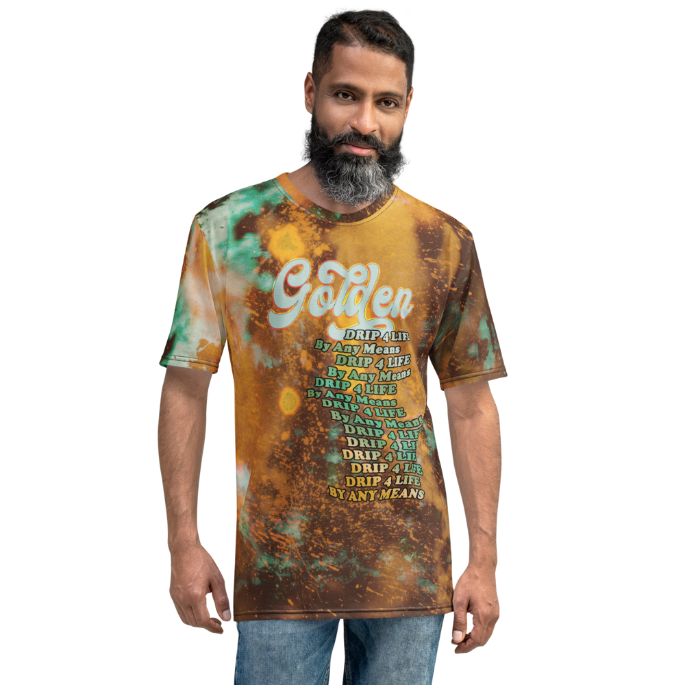 CRXWN | Royal Urban Resort | Trippy Drippy D4L By Any Means Bleach Acid Wash Unisex Jersey Tee Golden Wave Seafoam Teal Bleach Dye