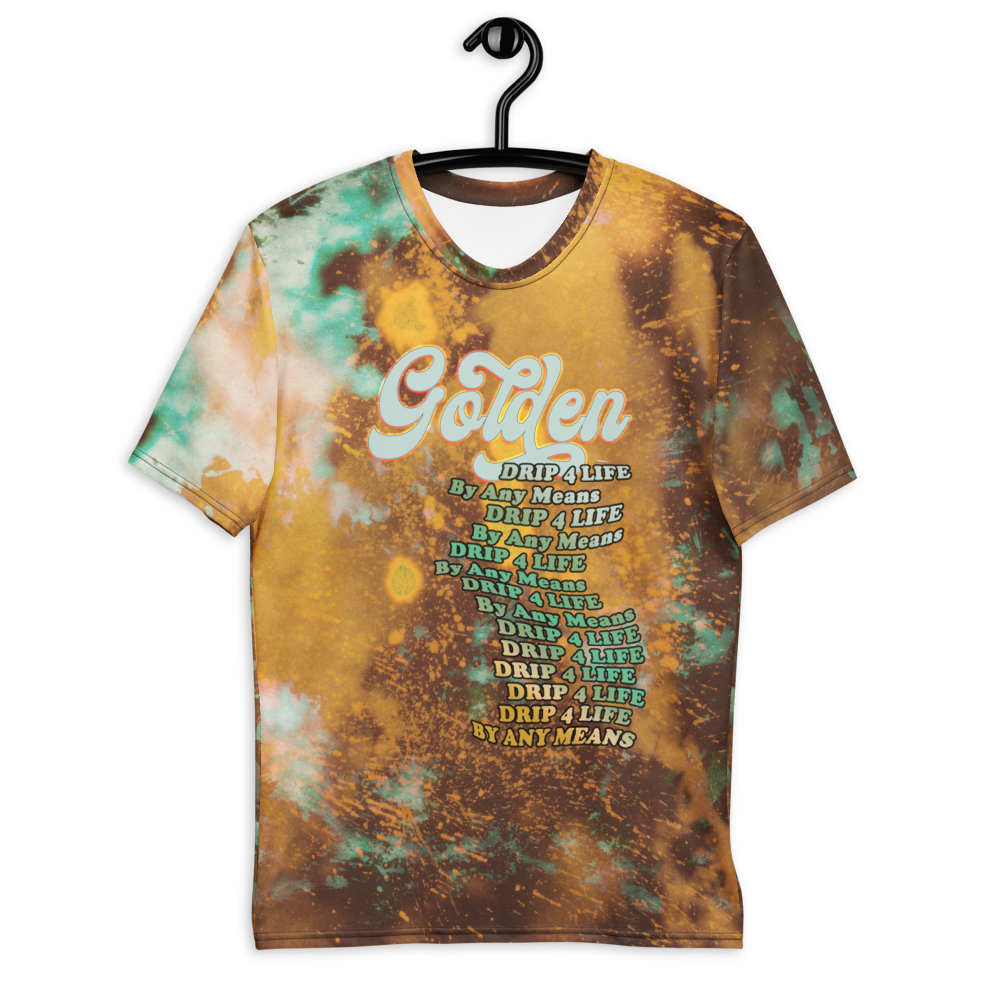 CRXWN | Royal Urban Resort | Trippy Drippy D4L By Any Means Bleach Acid Wash Unisex Jersey Tee Golden Wave Seafoam Teal Bleach Dye