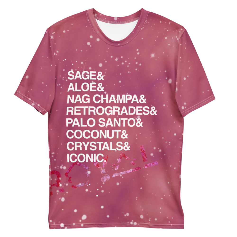 ROYAL ICONIC | Acid Wash Bleach Dye Galaxy Stars Sage & Retrogrades Ladies Crewneck Jersey Tee Pink