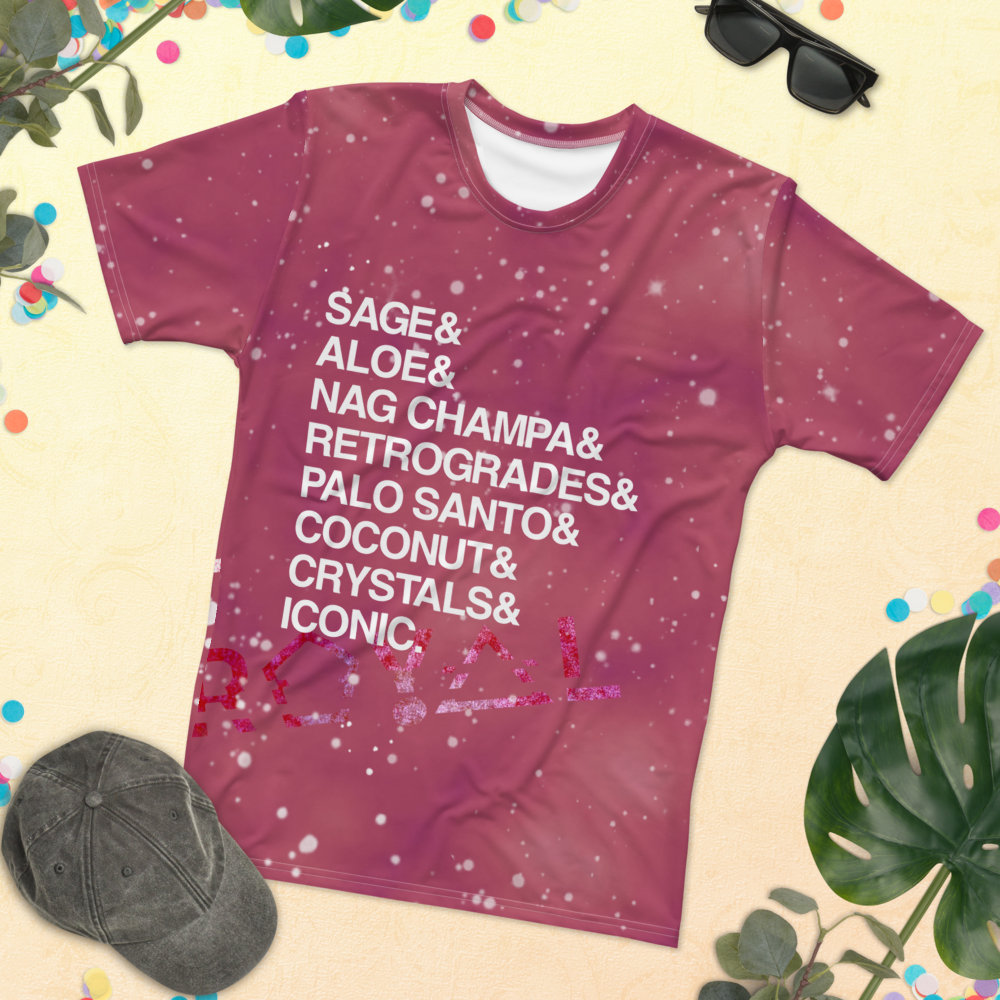 ROYAL ICONIC | Acid Wash Bleach Dye Galaxy Stars Sage & Retrogrades Ladies Crewneck Jersey Tee Pink