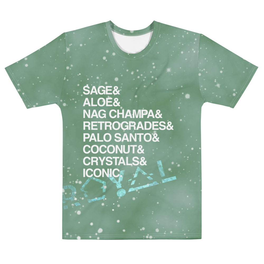 ROYAL ICONIC | Acid Wash Bleach Dye Galaxy Stars Sage & Retrogrades Ladies Crewneck Jersey Tee Seafoam