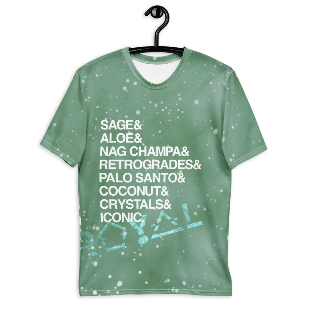 ROYAL ICONIC | Acid Wash Bleach Dye Galaxy Stars Sage & Retrogrades Ladies Crewneck Jersey Tee Seafoam