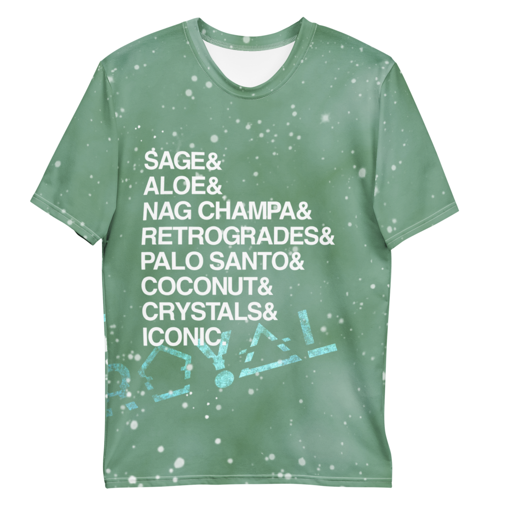 ROYAL ICONIC | Acid Wash Bleach Dye Galaxy Stars Sage & Retrogrades Ladies Crewneck Jersey Tee Seafoam