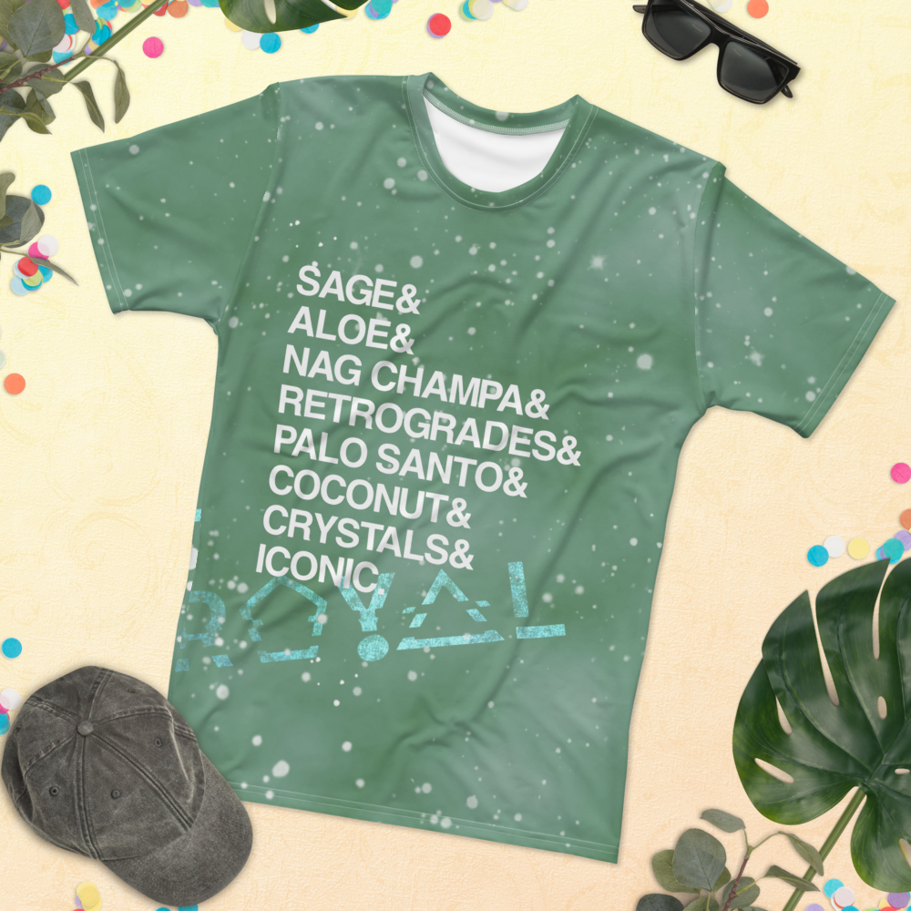 ROYAL ICONIC | Acid Wash Bleach Dye Galaxy Stars Sage & Retrogrades Ladies Crewneck Jersey Tee Seafoam